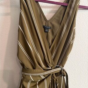 Ann Taylor Olive and White Striped Dress